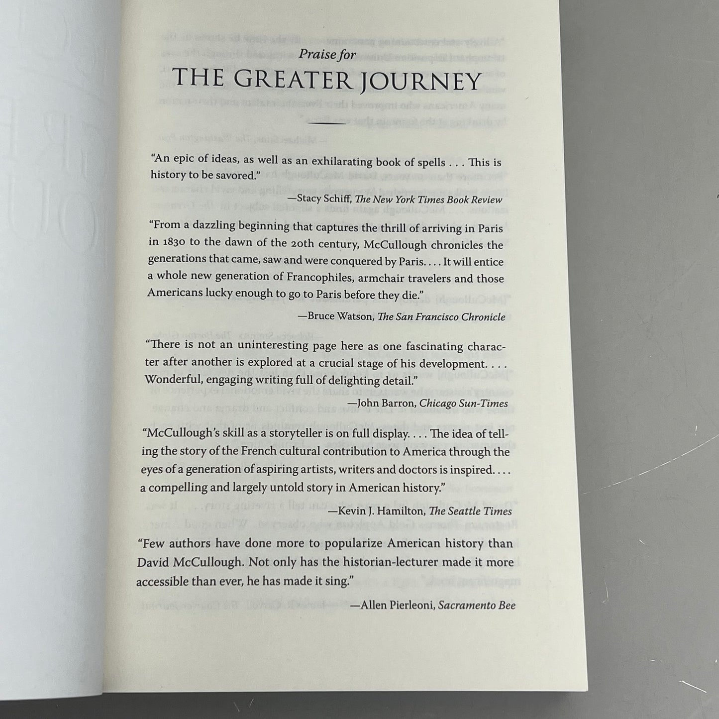 THE GREATER JOURNEY  Americans In Paris By David McCullough Paperback Book
