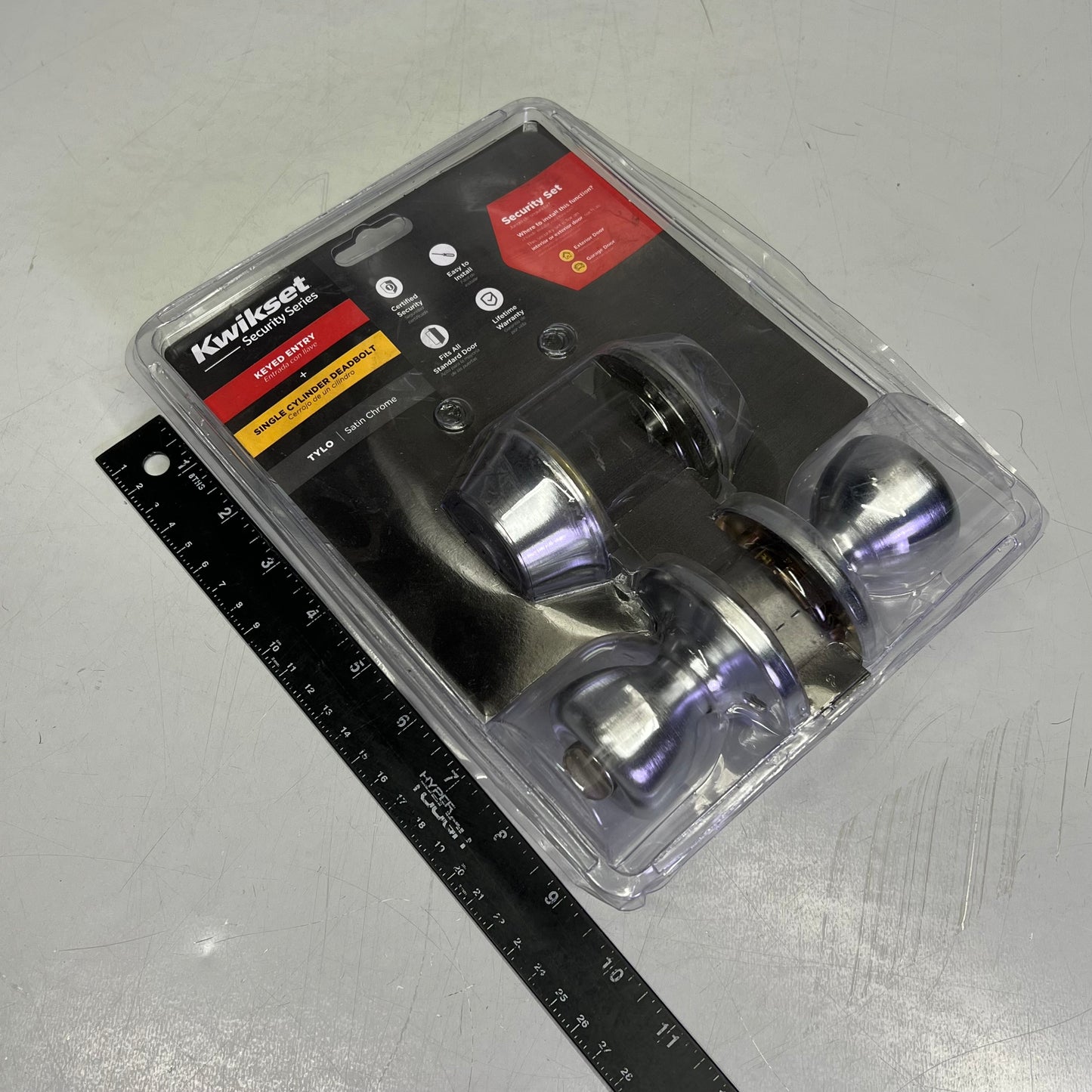 KWIKSET Combo Tylo Security Set Deadbolt Keyed One Side Satin Chrome 96900-252