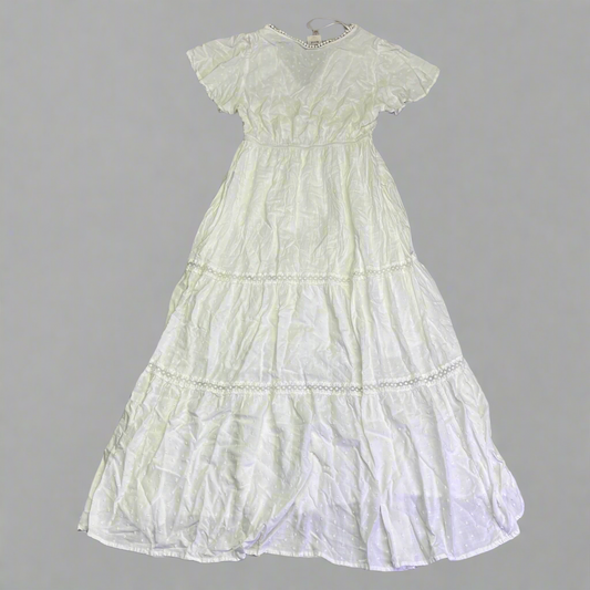 KNOX ROSE Lightweight Short Sleeve Maxi Dress  Women's Sz L White (Pre-Owned)