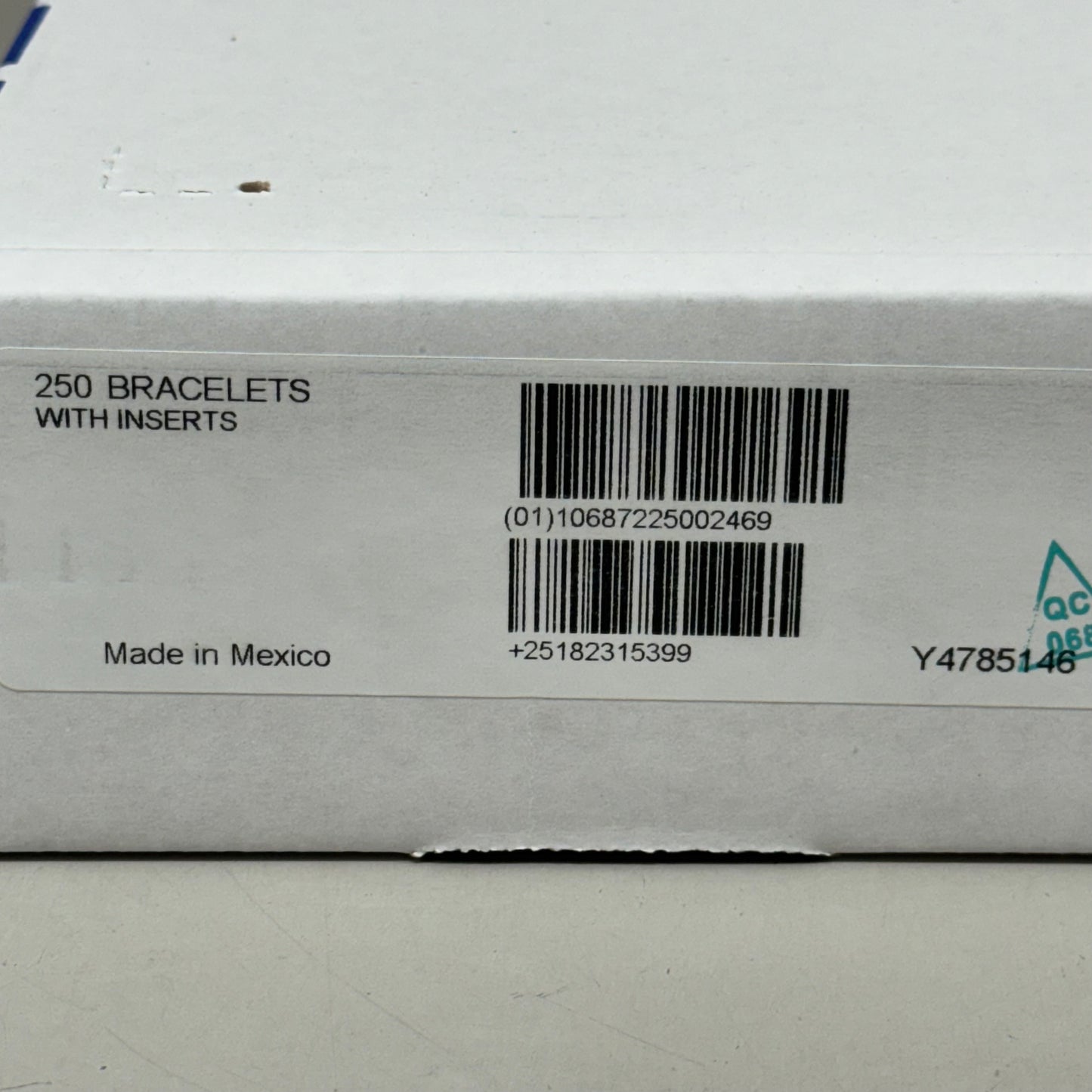 PDC (250 PC) Secureline Bar Code I.D. Insert Wrist Band Bracelets White 940-11-PDJ