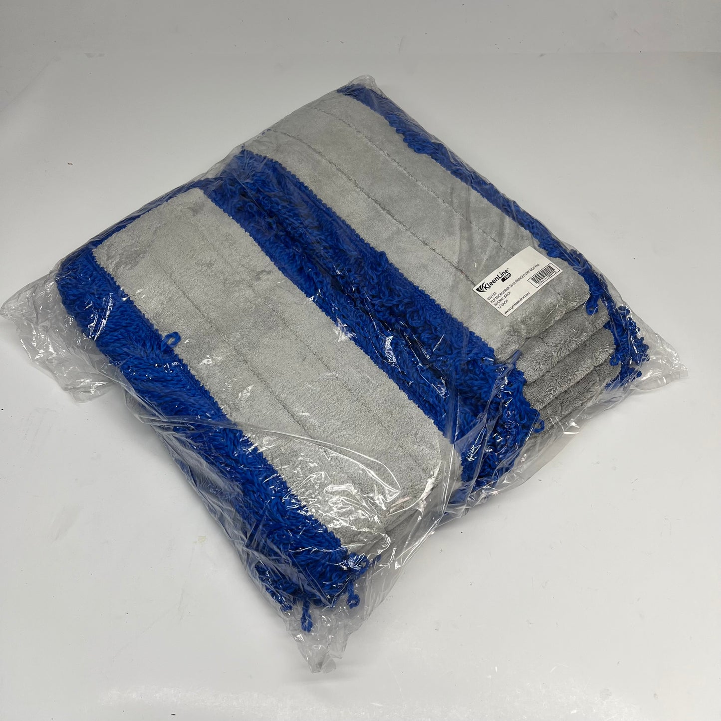KLEEN LINE (12 PACK) Fringed Microfiber Dry Mop Pad 36" Blue/Grey 652102