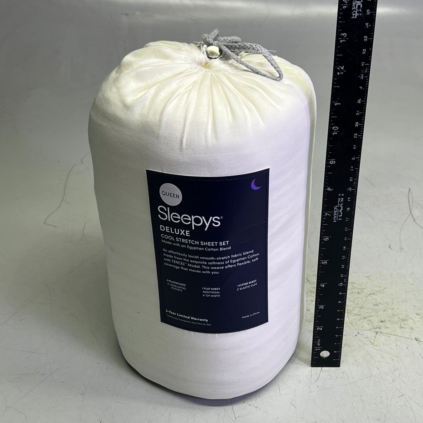 SLEEPYS Egyptian Cotton Deluxe Cool Stretch Sheet Set Queen White SLPCSS-Q-WH