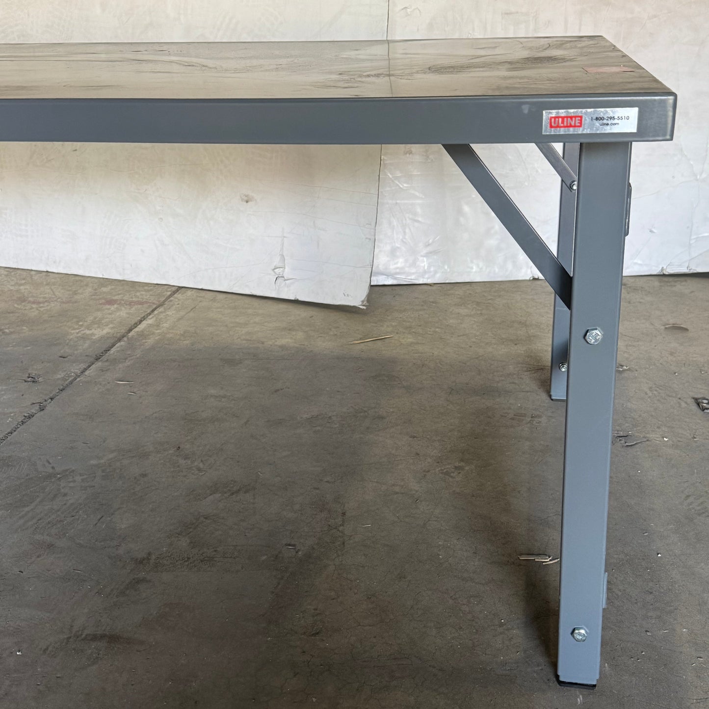 ZA@ ULINE Steel Assembly Table Without Bottom Shelf Sz 72.5”Lx48”Wx28.5”H (New, Minor Damage) B