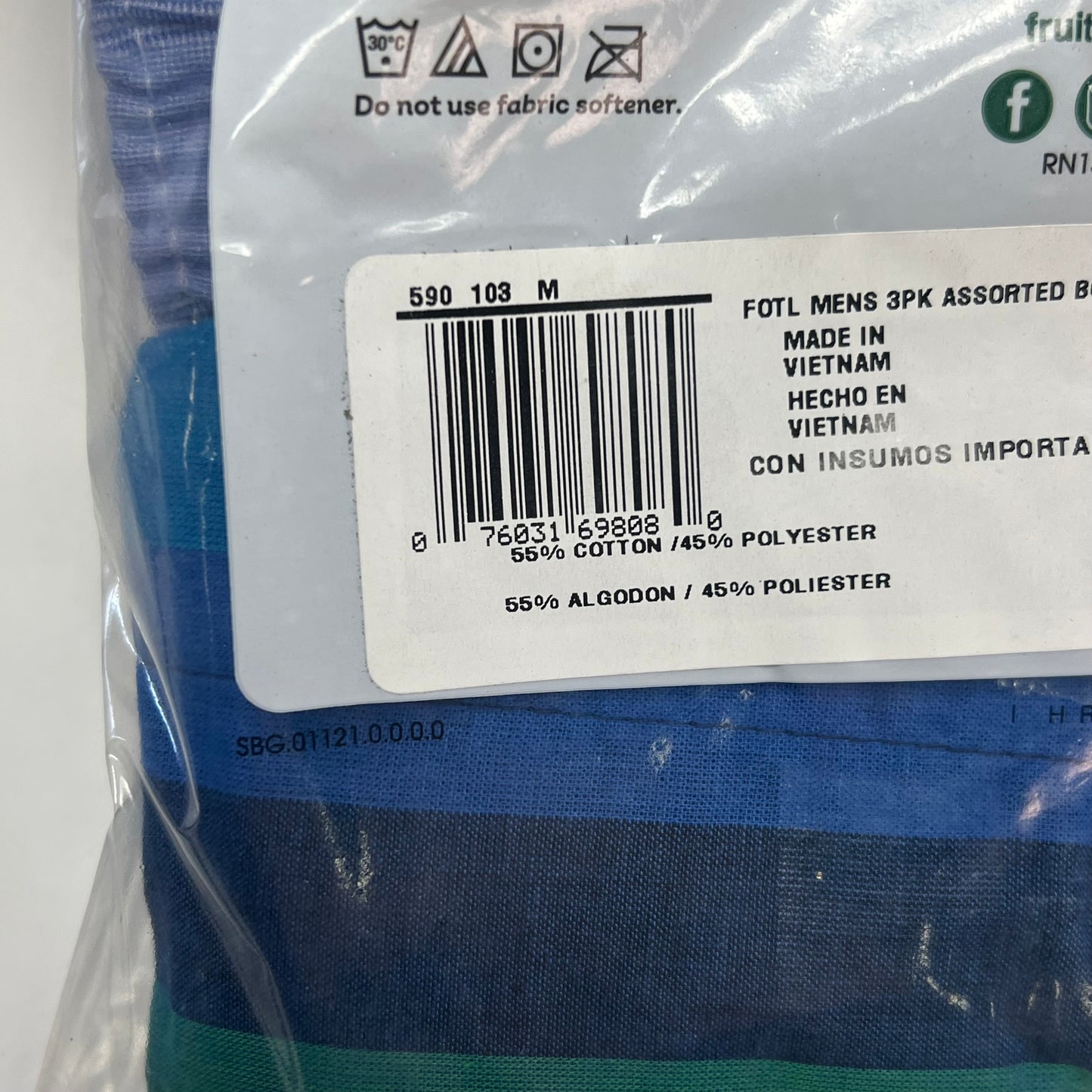ZA@ FRUIT OF THE LOOM (3 PACK) Eversoft Breathable Fabric No Bunching Boxers Men's Sz M Plaid/Multicolor 590103