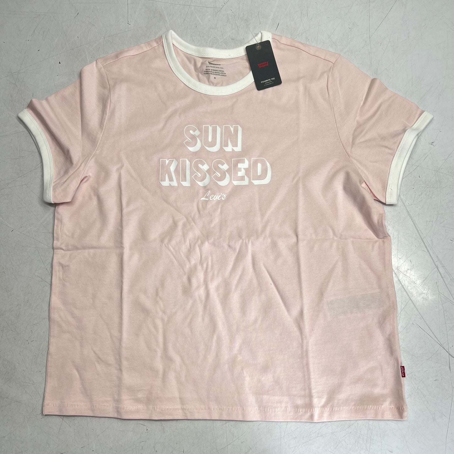 ZA@ LEVIS Graphic Logo "sun Kissed" Tee Shirt Women's Sz L Light Pink 005H20005 (As-Is)