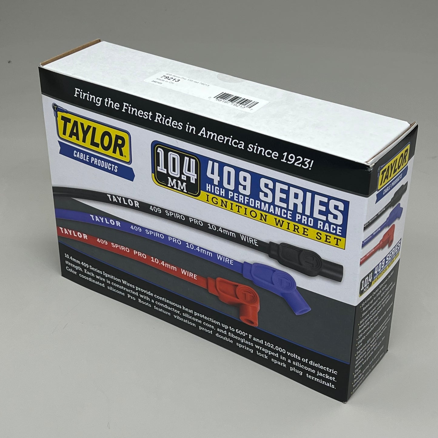 TAYLOR CABLE PRODUCTS 10.4MM 409 Spiro-Pro Race Fit Spark Plug Wires 135 Red Black & Blue 79213