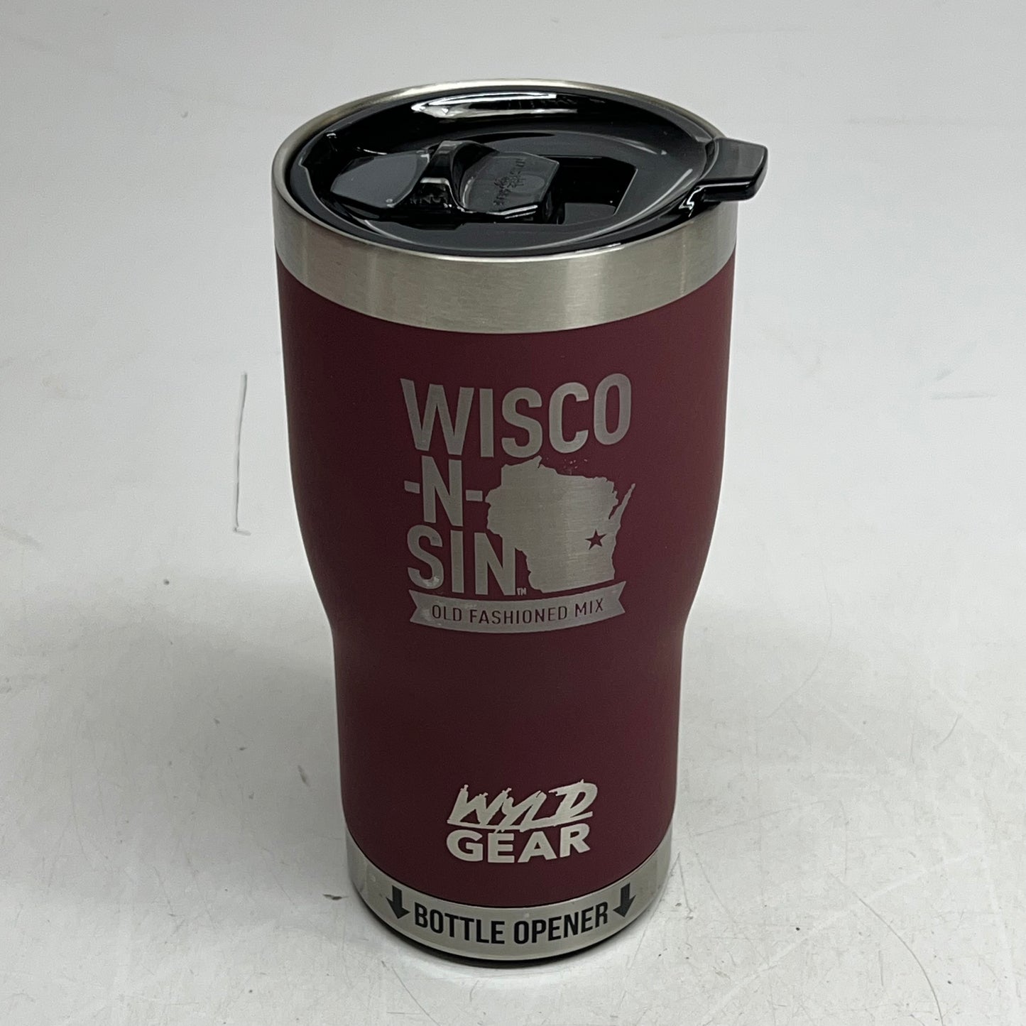 ZA@ WYLD GEAR Insulated Tumbler W/ Wisconsin Old Fashioned Mix Logo 20oz Maroon