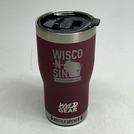 ZA@ WYLD GEAR Insulated Tumbler W/ Wisconsin Old Fashioned Mix Logo 20oz Maroon