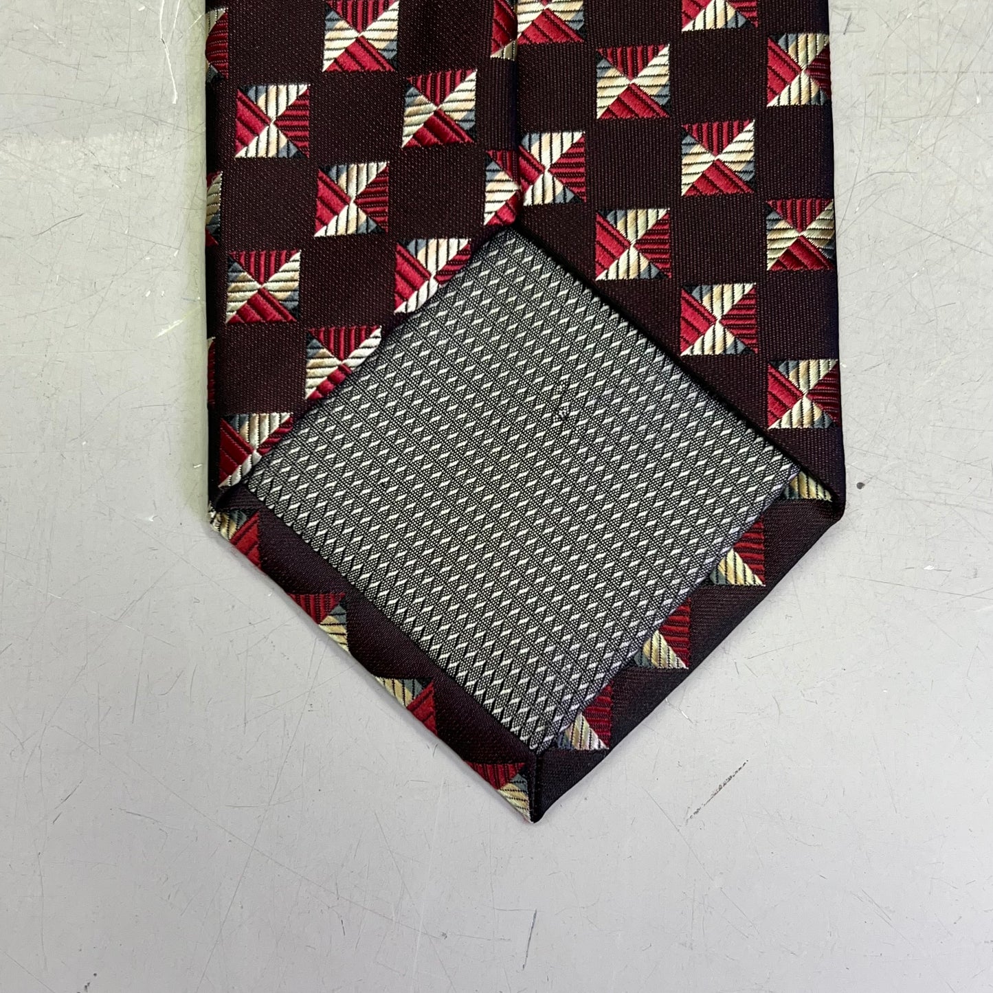 ALEXANDER JULIAN COLOURS Square Pattern Made Tie 64" Maroon/Red/Yellow