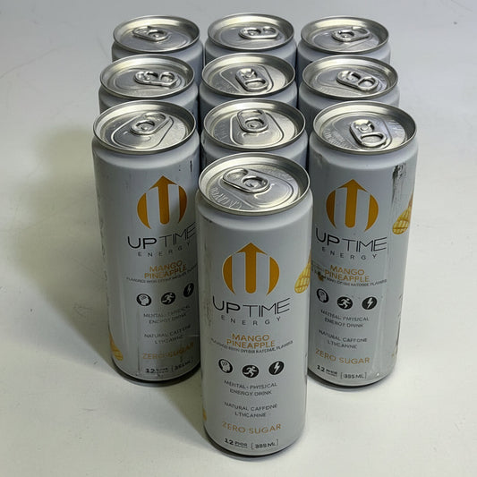 ZA@ UPTIME  (10 PACK) Zero Sugar Energy Drinks Mango Pineapple 12 fl oz