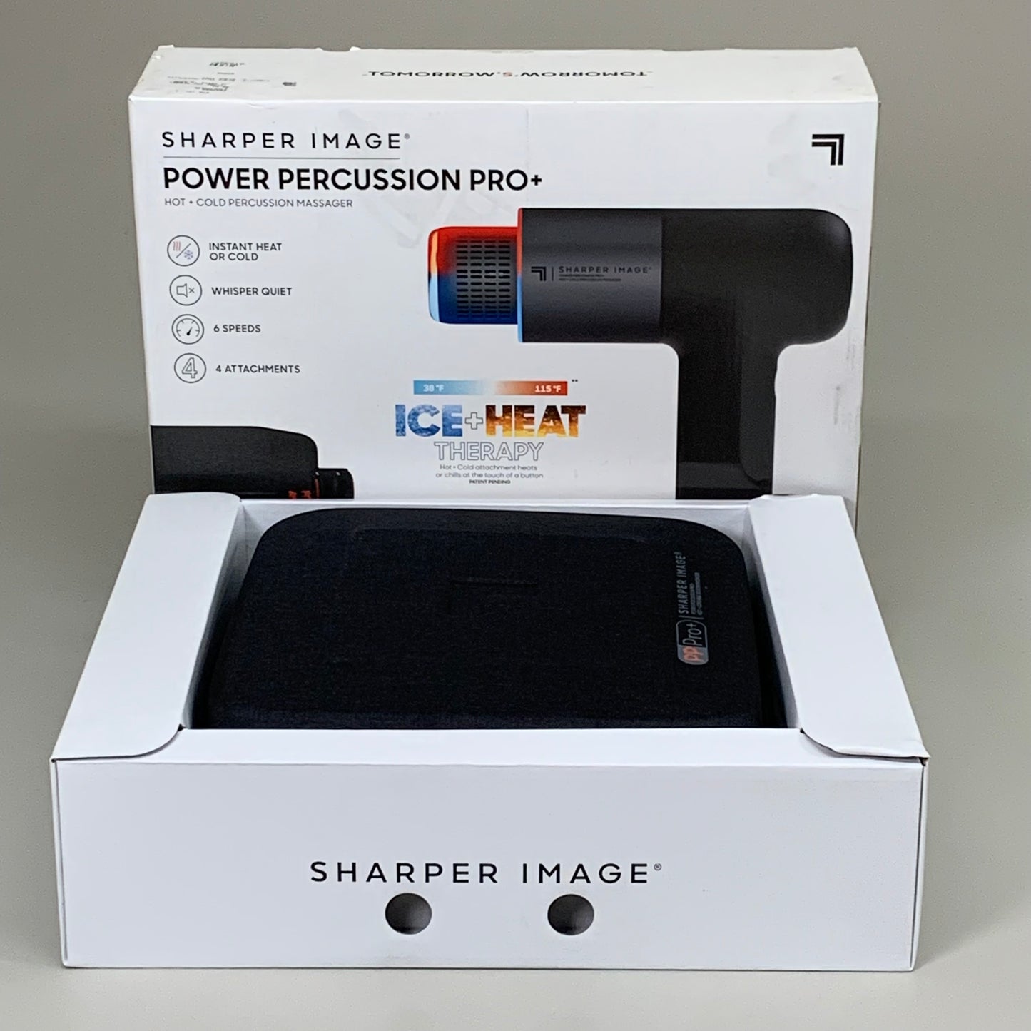 SHARPER IMAGE Power Percussion Pro+ Hot & Cold Massager 4 Interchangeable Nodes