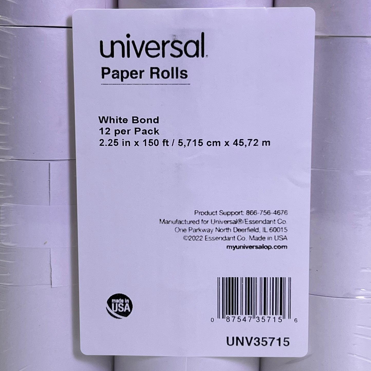 UNIVERSAL (48 Rolls) Paper Rolls 2.25" x 150 ft White UNV35715