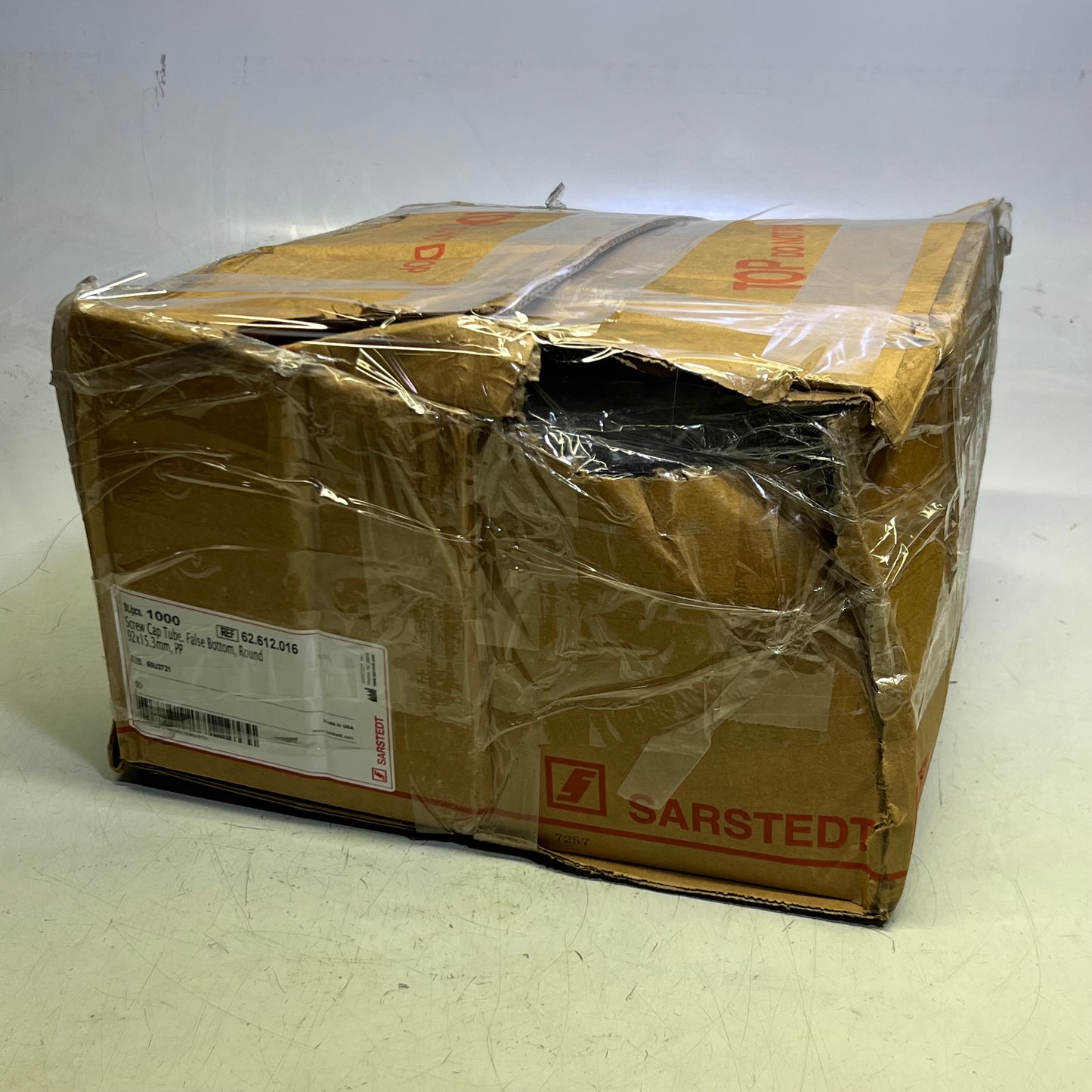 SARSTEDT (1000 PACK) Screw Cap Tube. False Bottom, Round Sz 3.62" x 0.602" 62.612.016 (New Other, Distressed Box)