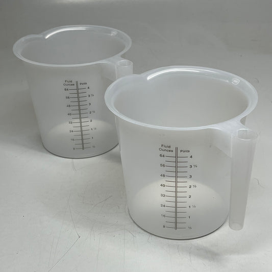 ZA@ AG AD MEASURES (2 PACK) Plastic Mac Pitcher W/ Handle & Spout 2 Quart Clear