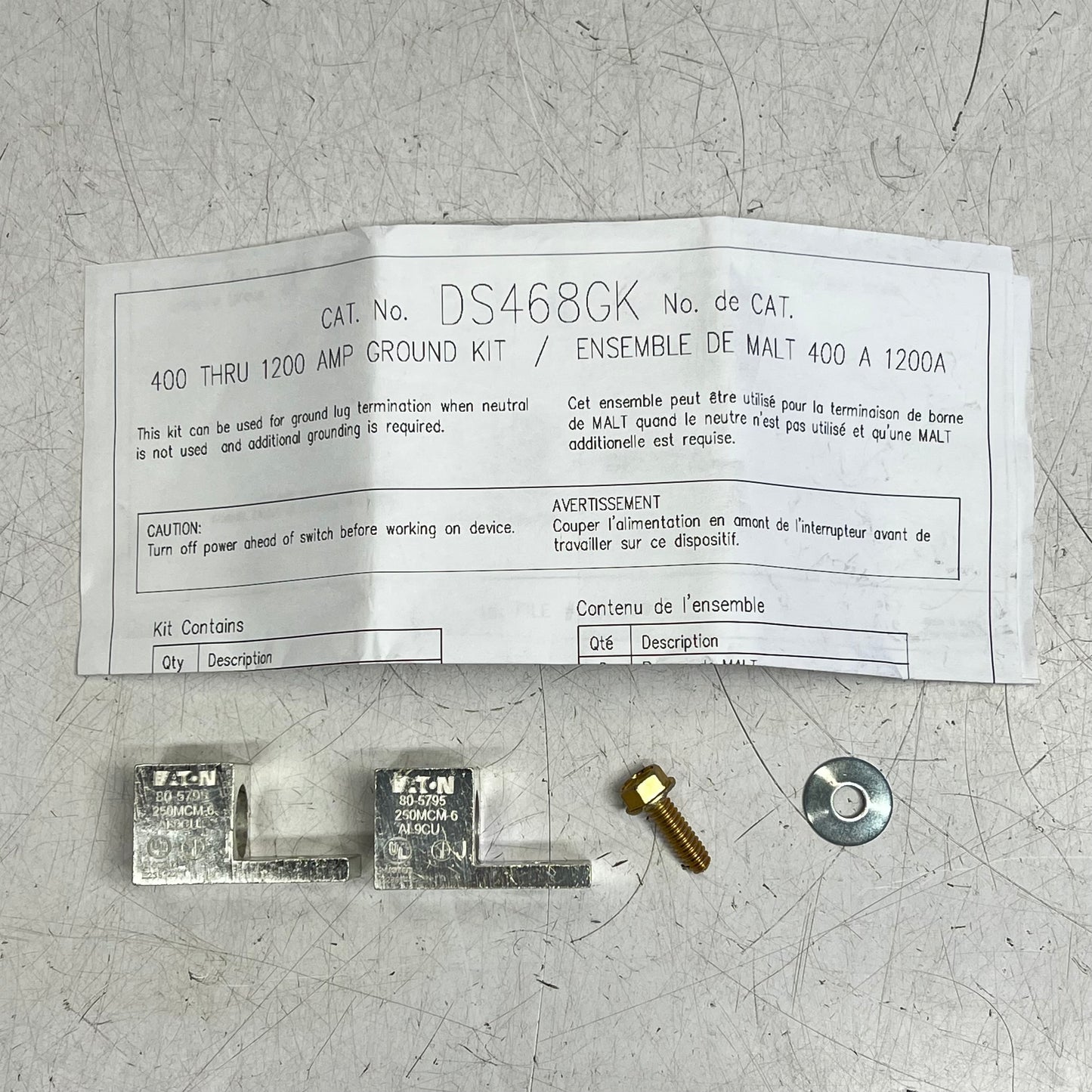 EATON Heavy Duty Safety Switch Access/equipment Ground Lug 400-800a DS468GK
