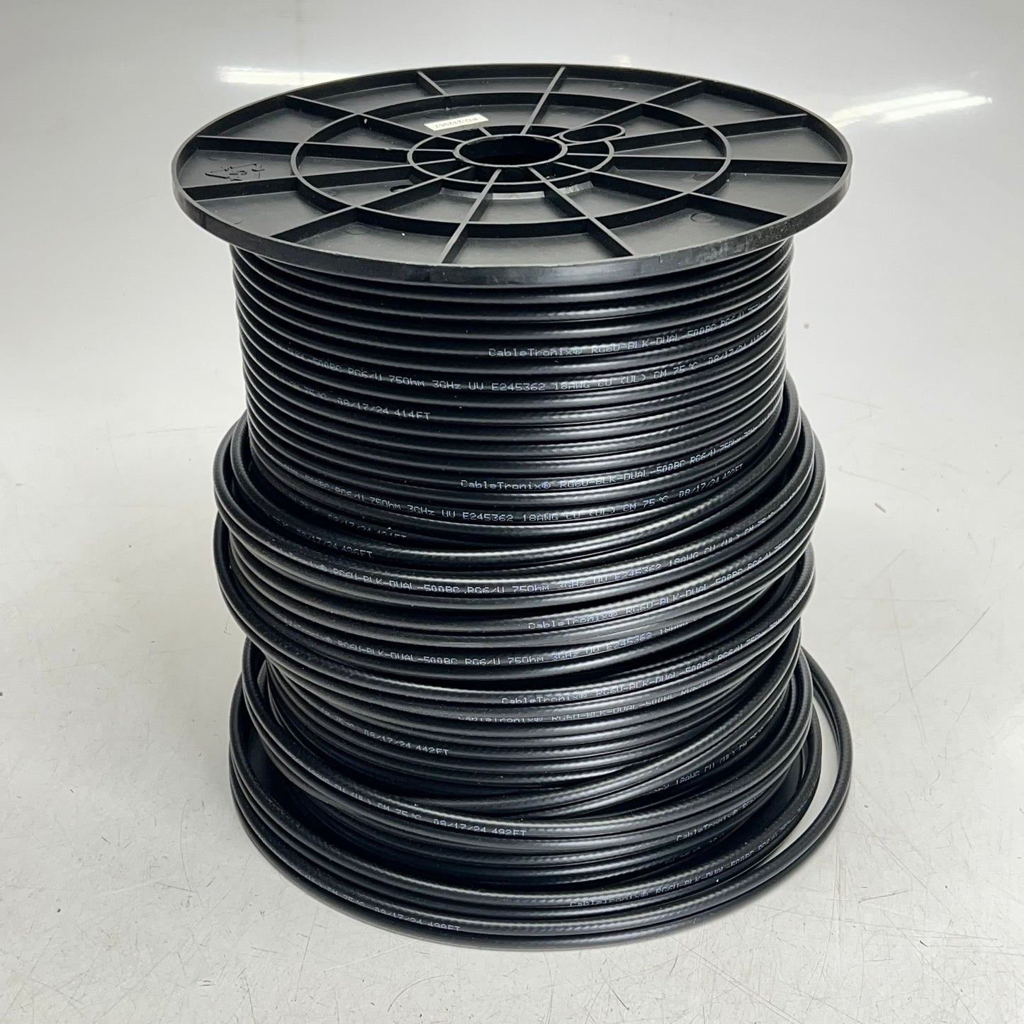 T-CABLE TRONIX Dual Shielded Rg6 Coaxial Cable 500' Black RG6U-BLK-DUAL-500BC