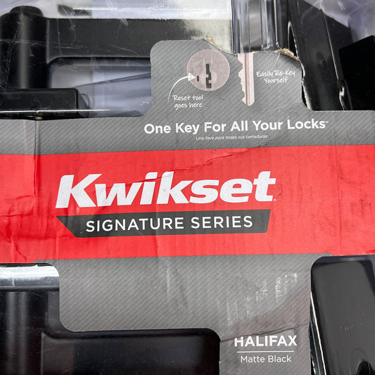 KWIKSET Halifax Double Cylinder Deadbolt & Keyed Entry Matte Black 99910-068 Damaged Package