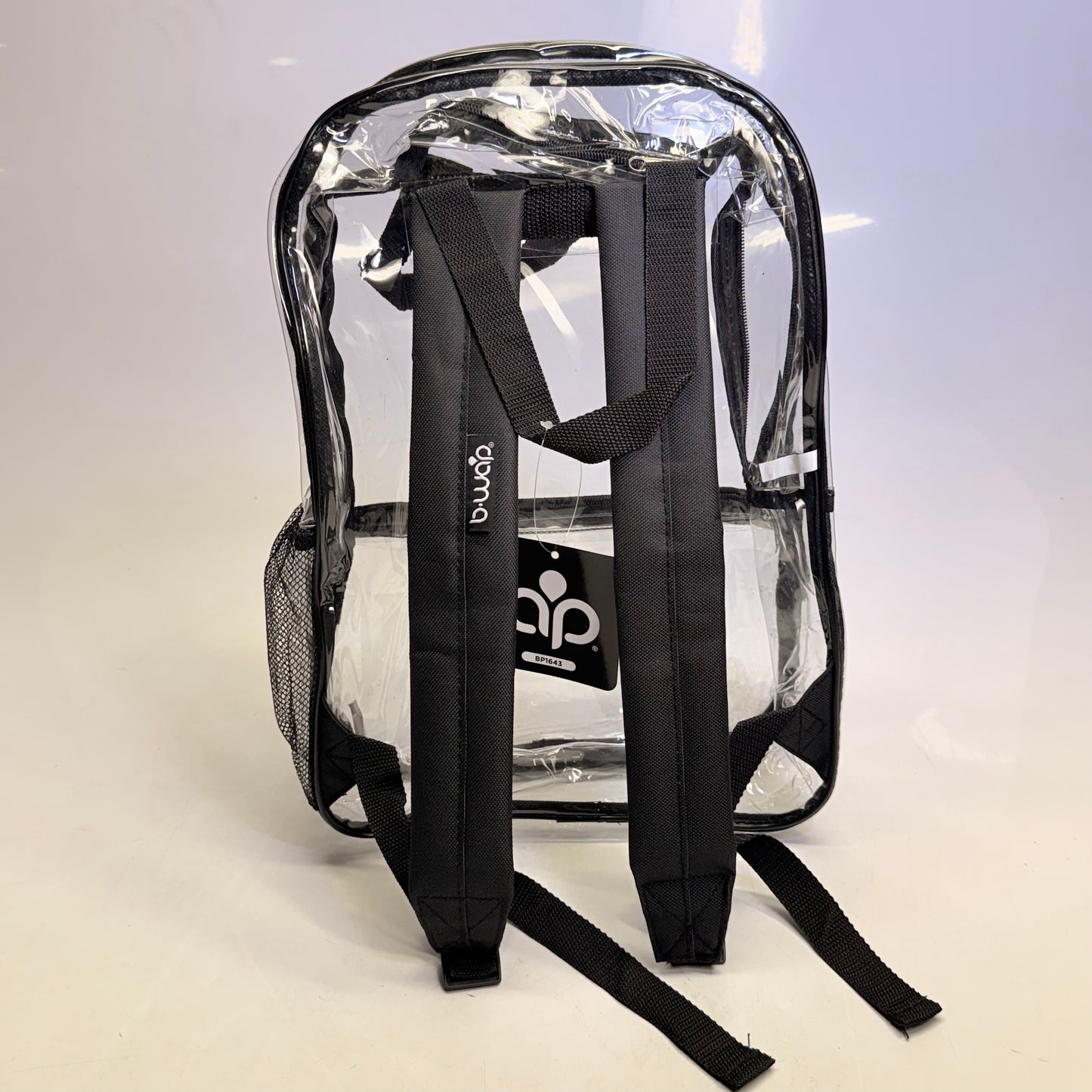 BWAP 17" Clear Plastic Backpack 17" x 12" x 6" Color Black BP1643