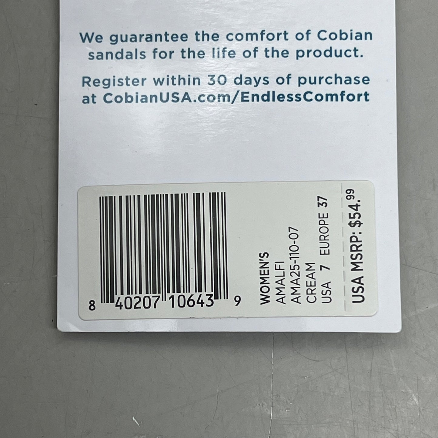 COBIAN Amalfi Synthetic Leather W/ Microfiber Lining Sandals Women's Sz 7, 37 EU Cream AMA25-110-7