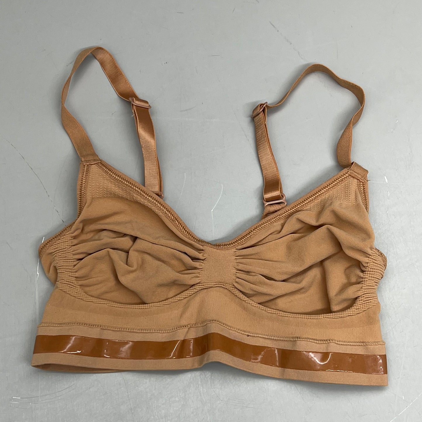 SKIMS Strong Support Seamless Bralette Pique Stitching Women's Sz S Bronze