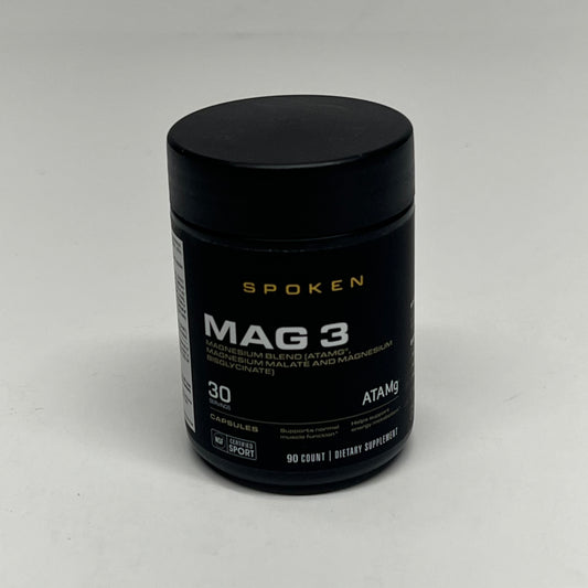 SPOKEN Mag 3 Magnesium Blend Atamg 90 Count 30 Servings 200mg BB 04/27