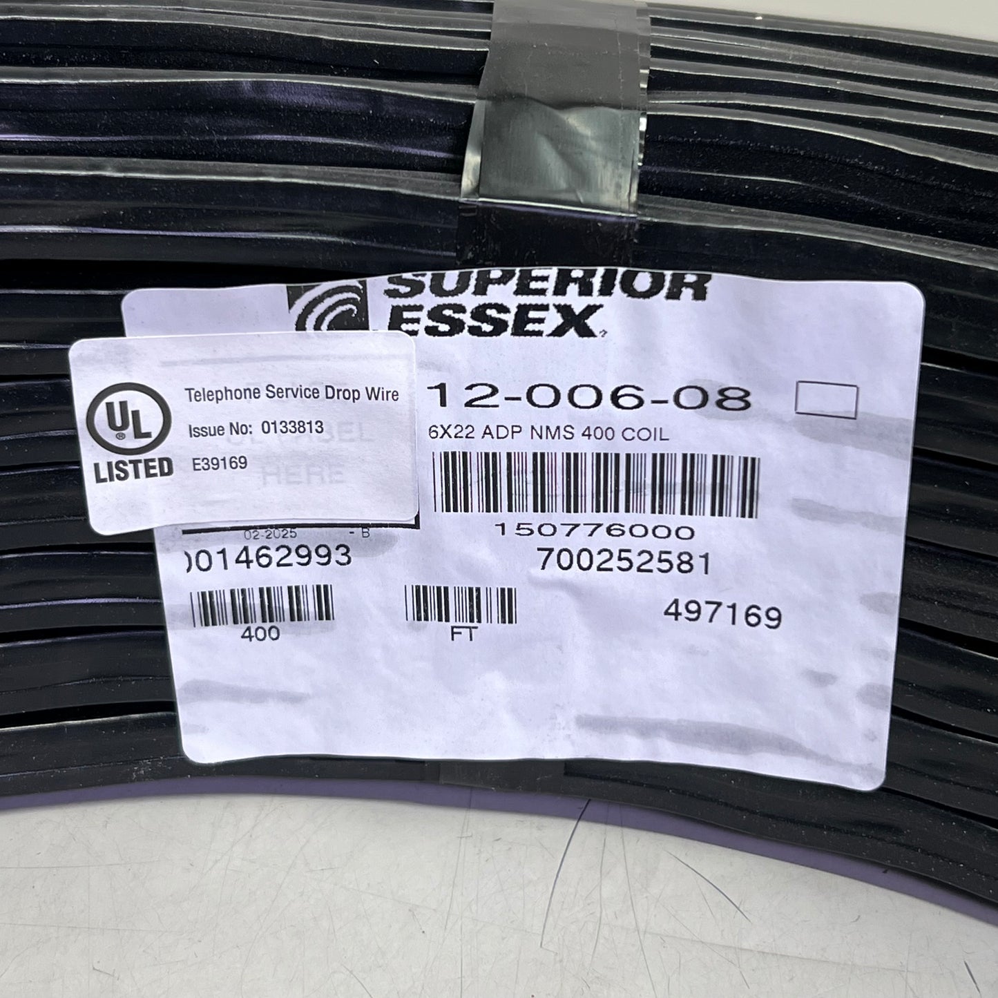 SUPERIOR ESSEX Aerial Service Drop Wire 6 Pair 22 AWG 400 ft, Black 12-006-08