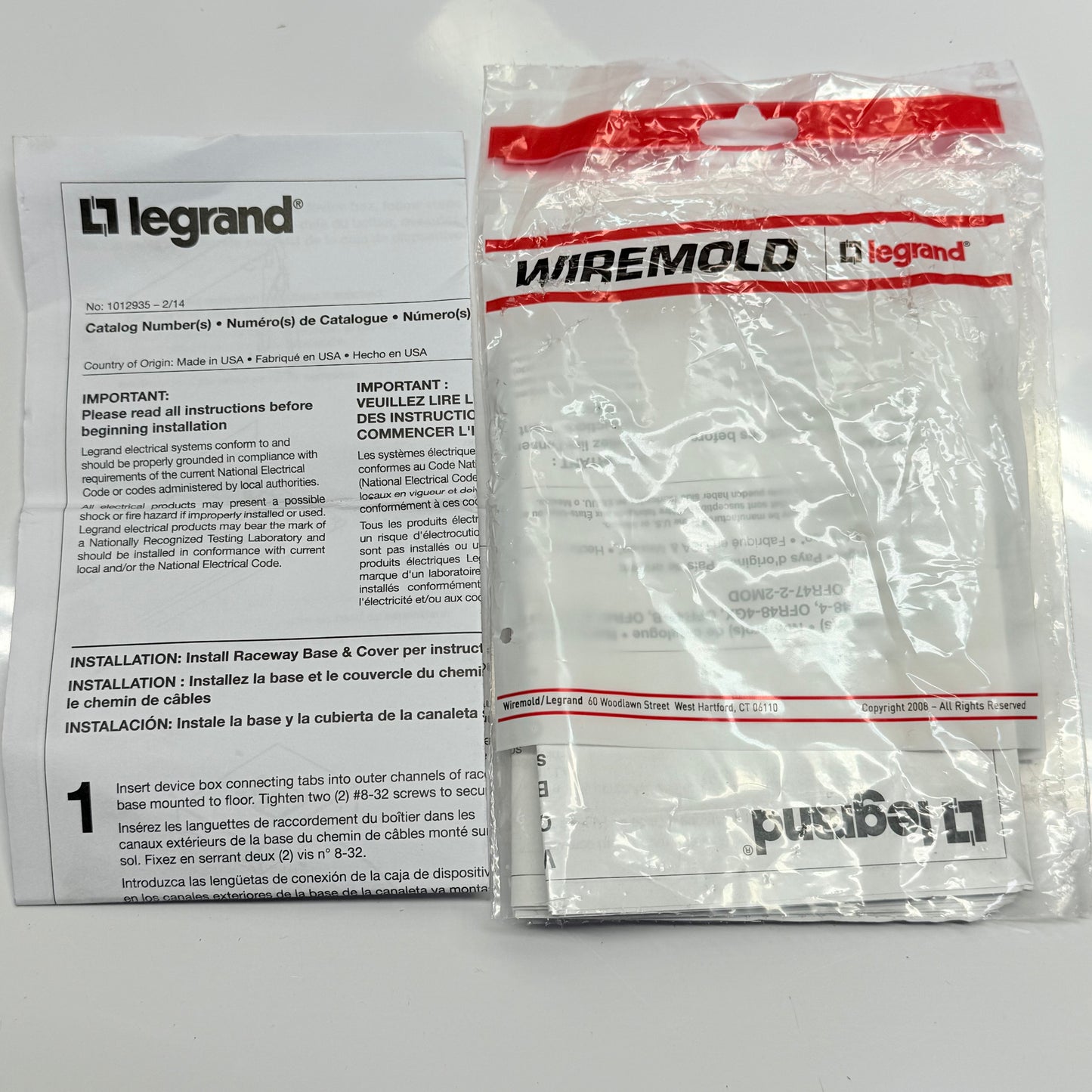 LEGRAND Wiremold OFR48-2MRTC Over Floor 2 Gang Outlet Box Transition Black