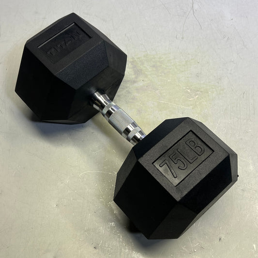 ZA@ TITAN  Straight Stainless Steel Hex Dumbbell 75 lb Black/Chrome