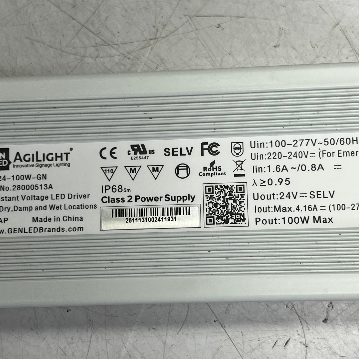GEN LED Consistent Voltage Agilight Power Supply 100W 24V PS24-100W-GN