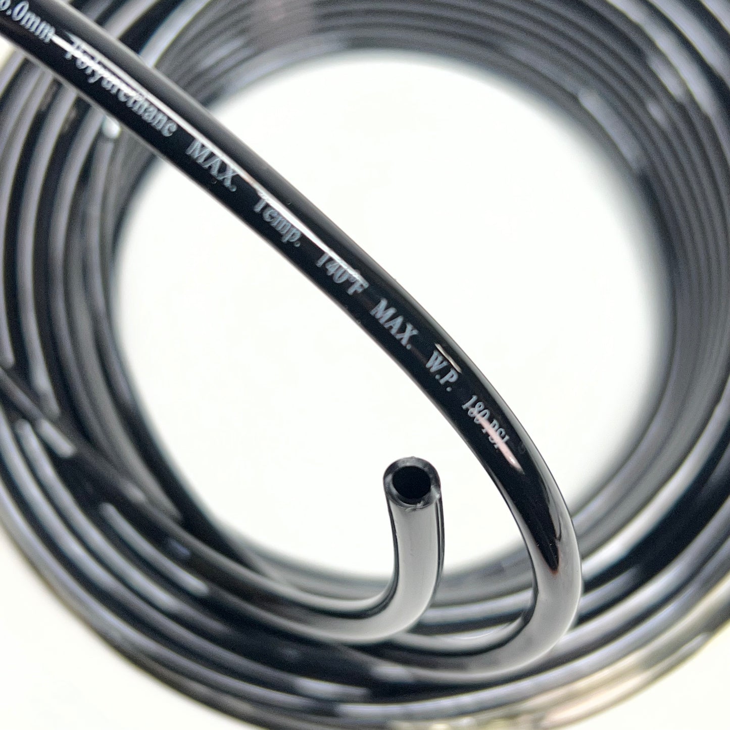 Tubing For Air/water Polyurethane 100' 4mm 180 PSI 6 MM OD Black 1PBR7A