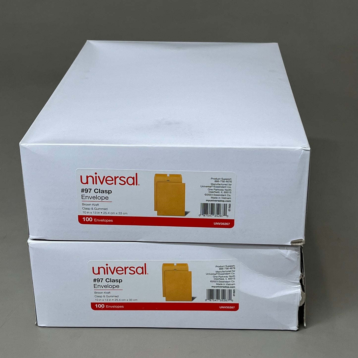 UNIVERSAL (2 BOXES, 200 ENVELOPES TOTAL) Clasp Envelope Kraft #97 Brown