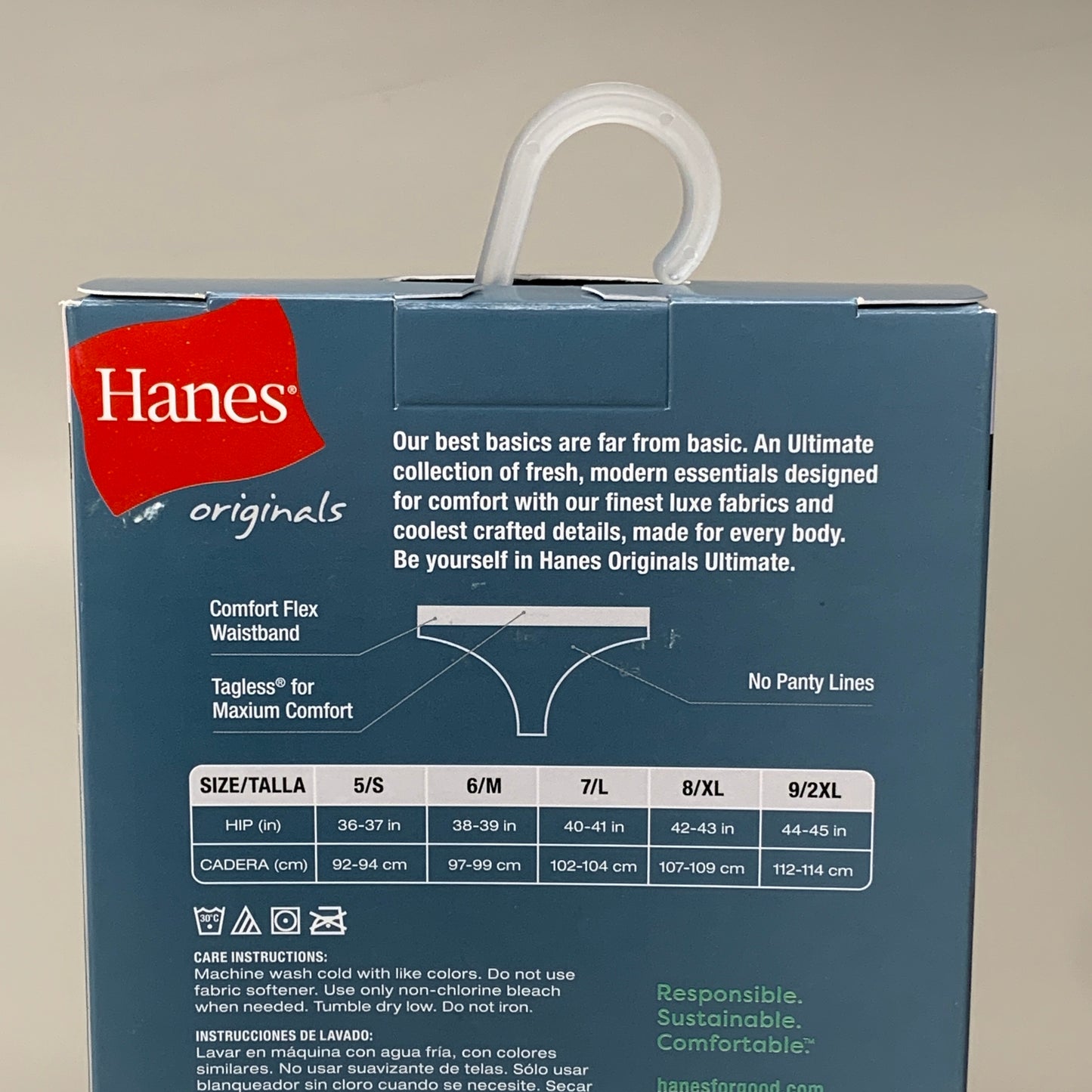 HANES 3 PACK!! Originals Women's Breathable Cotton Stretch Thongs Underwear Sz 7/L Navy/White/Floral 45U0BT