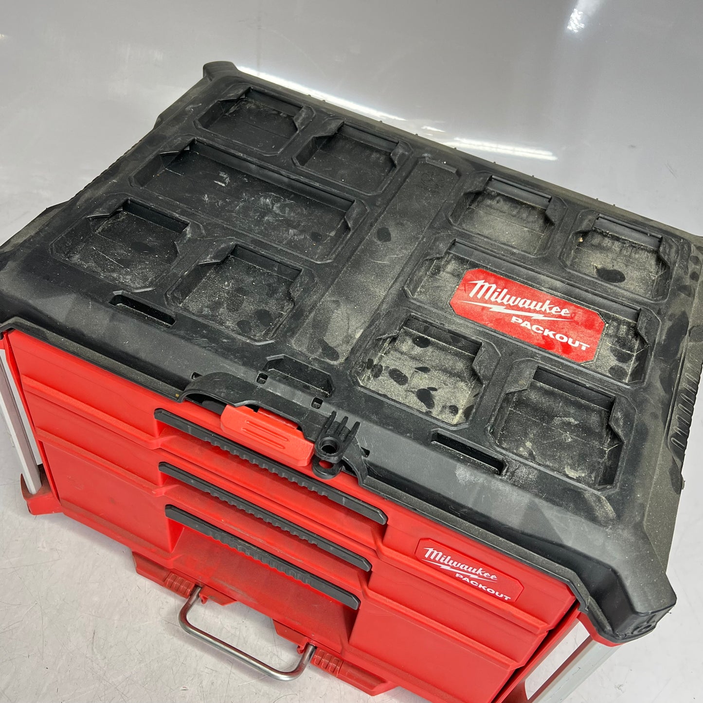 ZA@ MILWAUKEE Packout Modular 3-drawer Tool W/ Metal Reinforced Corner  Red/White |(Used)