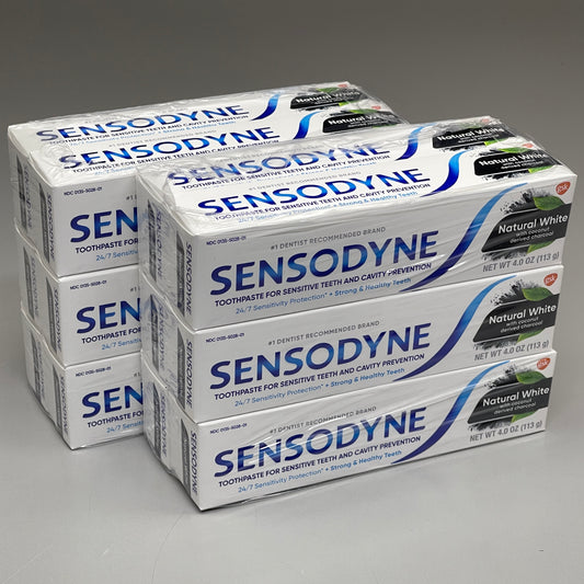 ZA@ SENSODYNE (12 PACK) Natural White Toothpaste w/Coconut Charcoal 4 oz Each EXPIRED 05/24