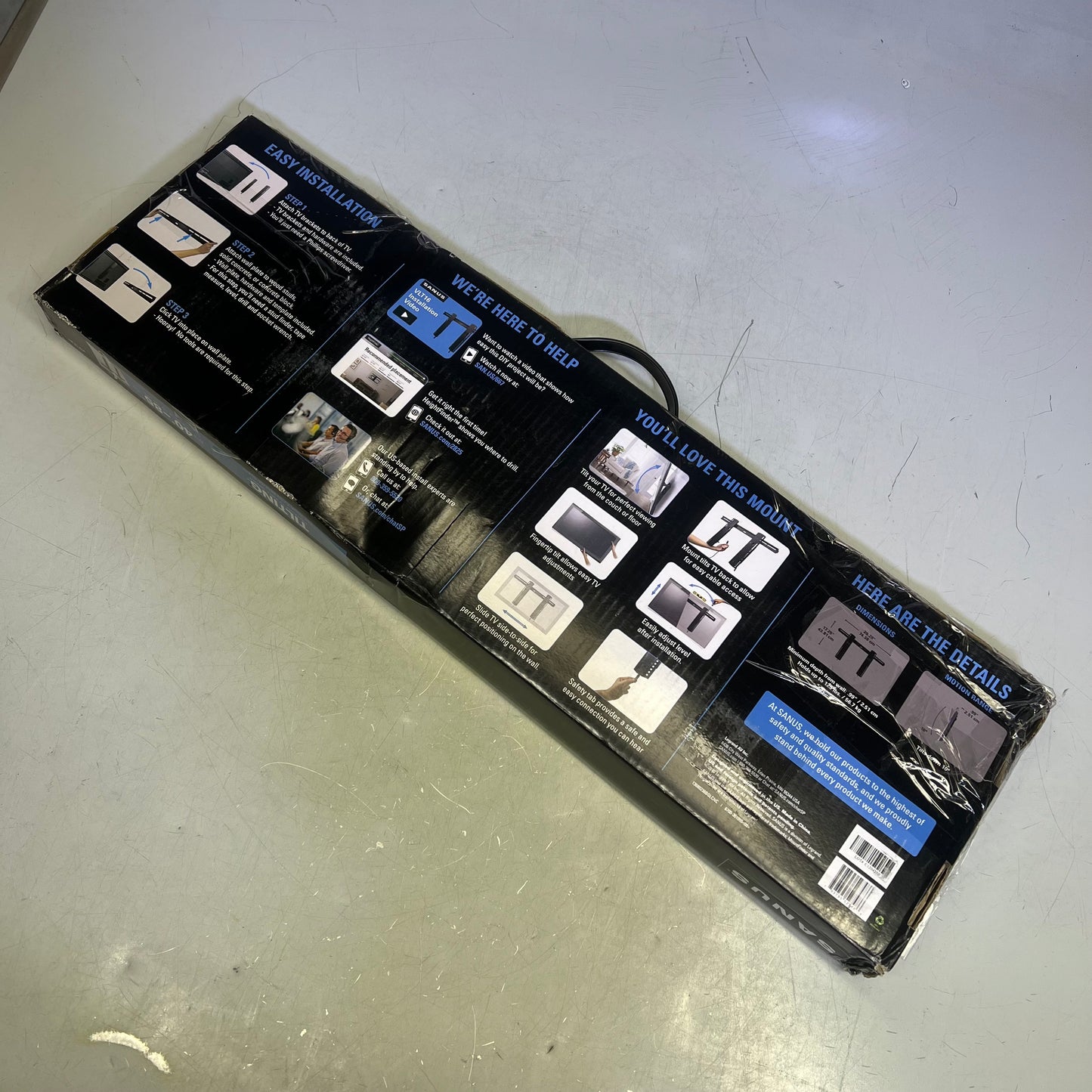 SANUS Ultra Slim Tilting Flat TV Mount 40"-85" 125 Load Capacity Black VLT16-B1