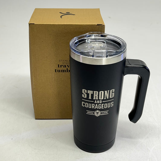 CHRISTIAN ART GIFTS Joshua 1:9 Travel Mug with Handle 18 fl oz Black SMUG326