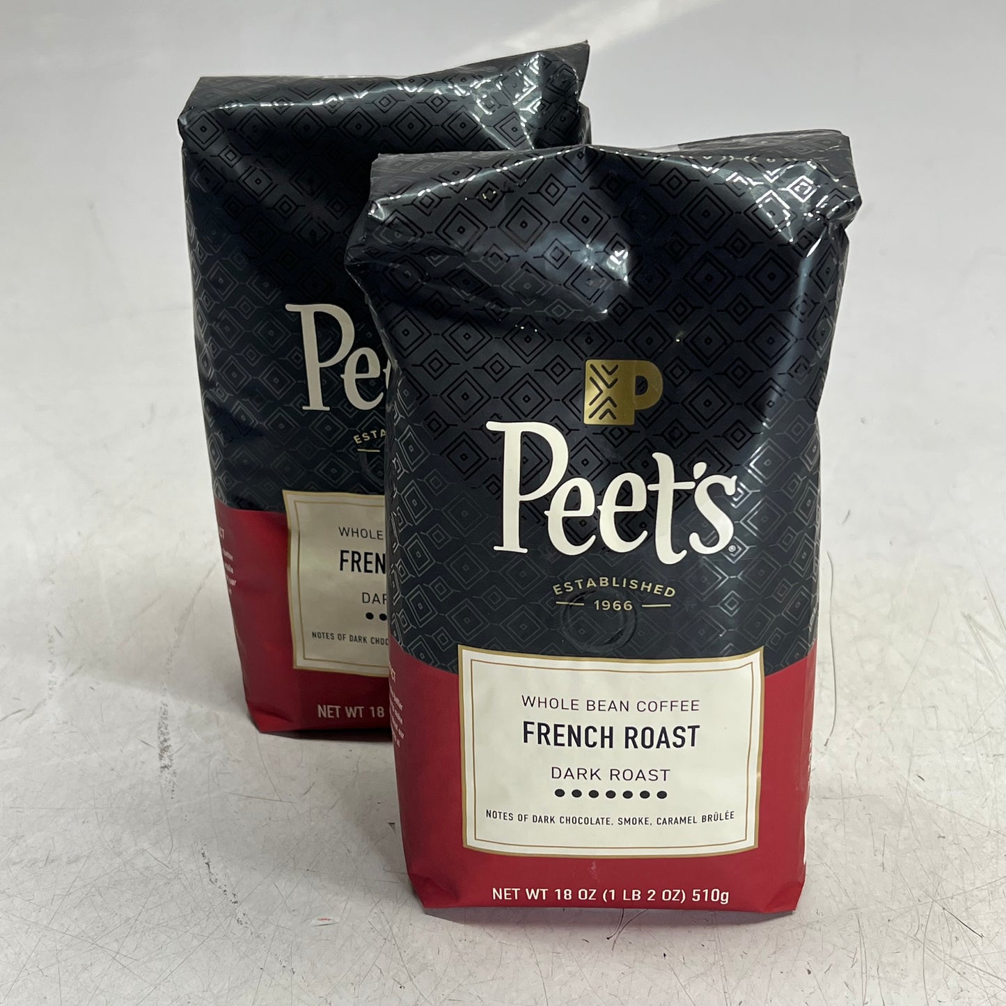 PEETS (2 PACK) Whole Bean Coffee French Deep Roasted Roasted Dark 1 Lb BB 03/27