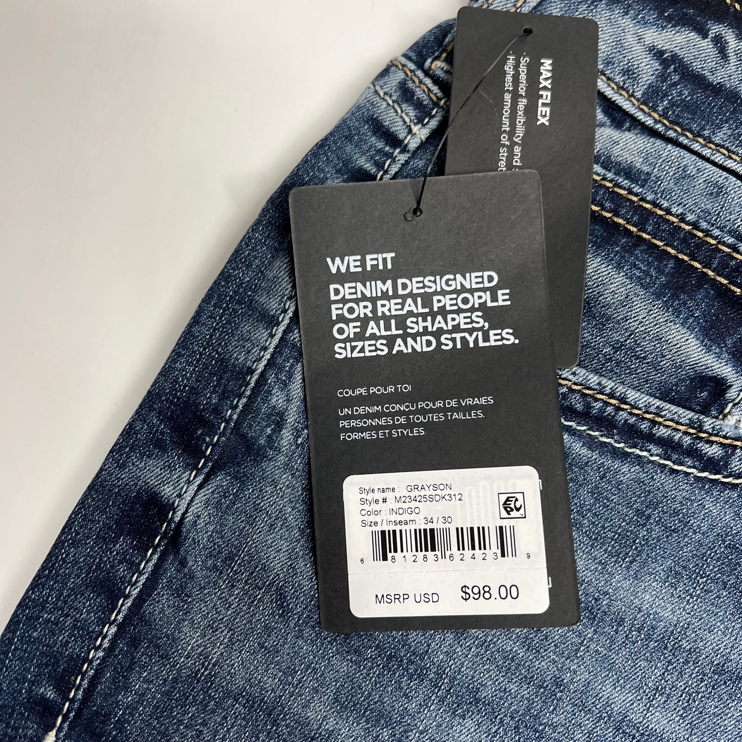 SILVER JEANS CO. Grayson Classic Fit Straight Leg Jean Men's Sz 34/30 Indigo