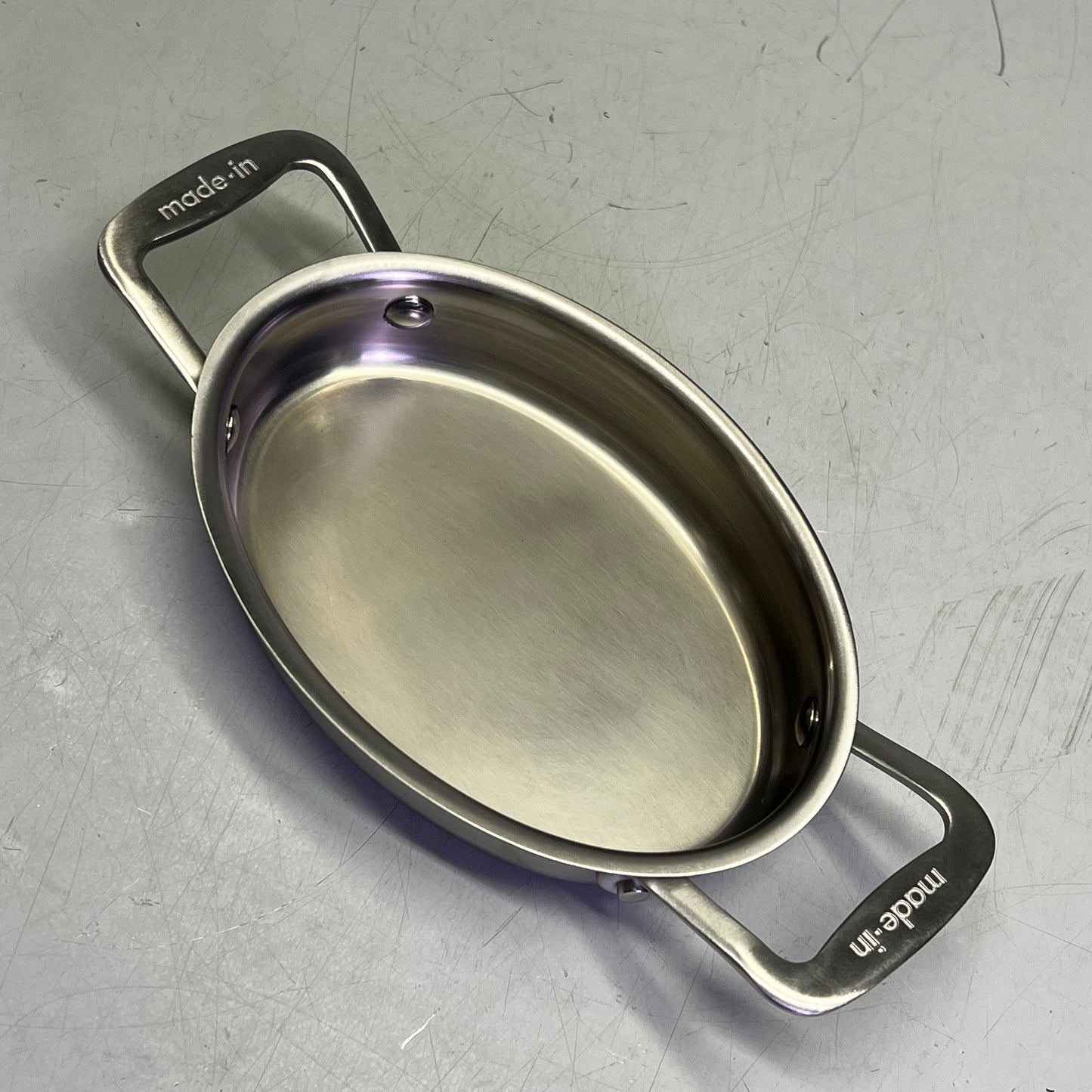 MADE IN  18/10 Stainless Steel Oval Gratin Oven Safe Up To 750°F 7" 160-776110