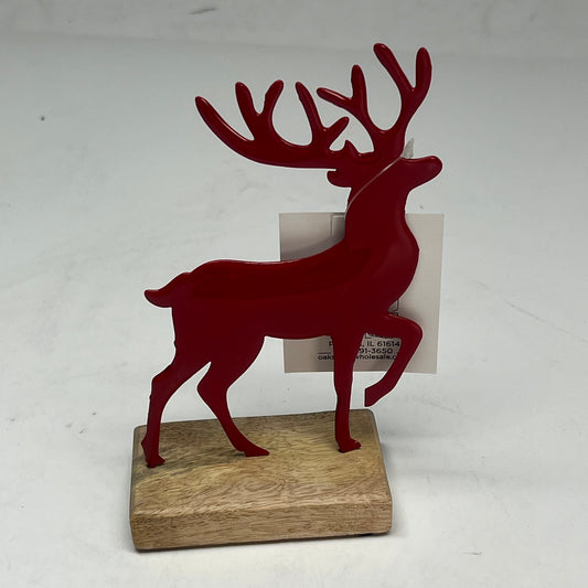 OAKSTREET (4 PACK) Doddle Deer Iron Deer Holiday Decor  6"x4" Red OSW268294