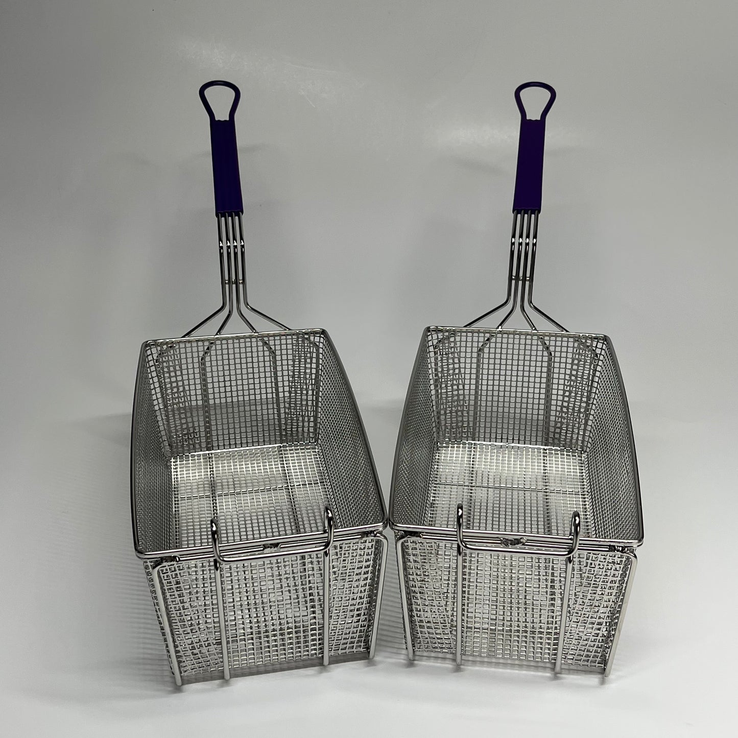 ZA@ TWENTY FOUR 7 GLOBAL SOLUTIONS  (2 PACK) Rectangle Fry Basket W/ Silicone Handle  15.5"x8.215"x5.75" Chrome/Purple 4054