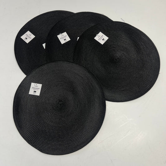 NOW DESIGNS (4 PACK) Disko Placemat 100% Woven Polypropylene 15" Dia Black