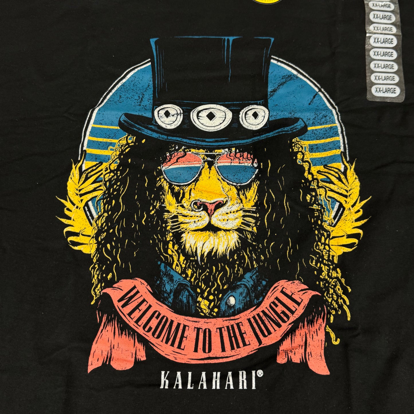 THE DUCK COMPANY Welcome To The Jungle Kalahari T-Shirt Adult XX-Large Black,Blue,Yellow