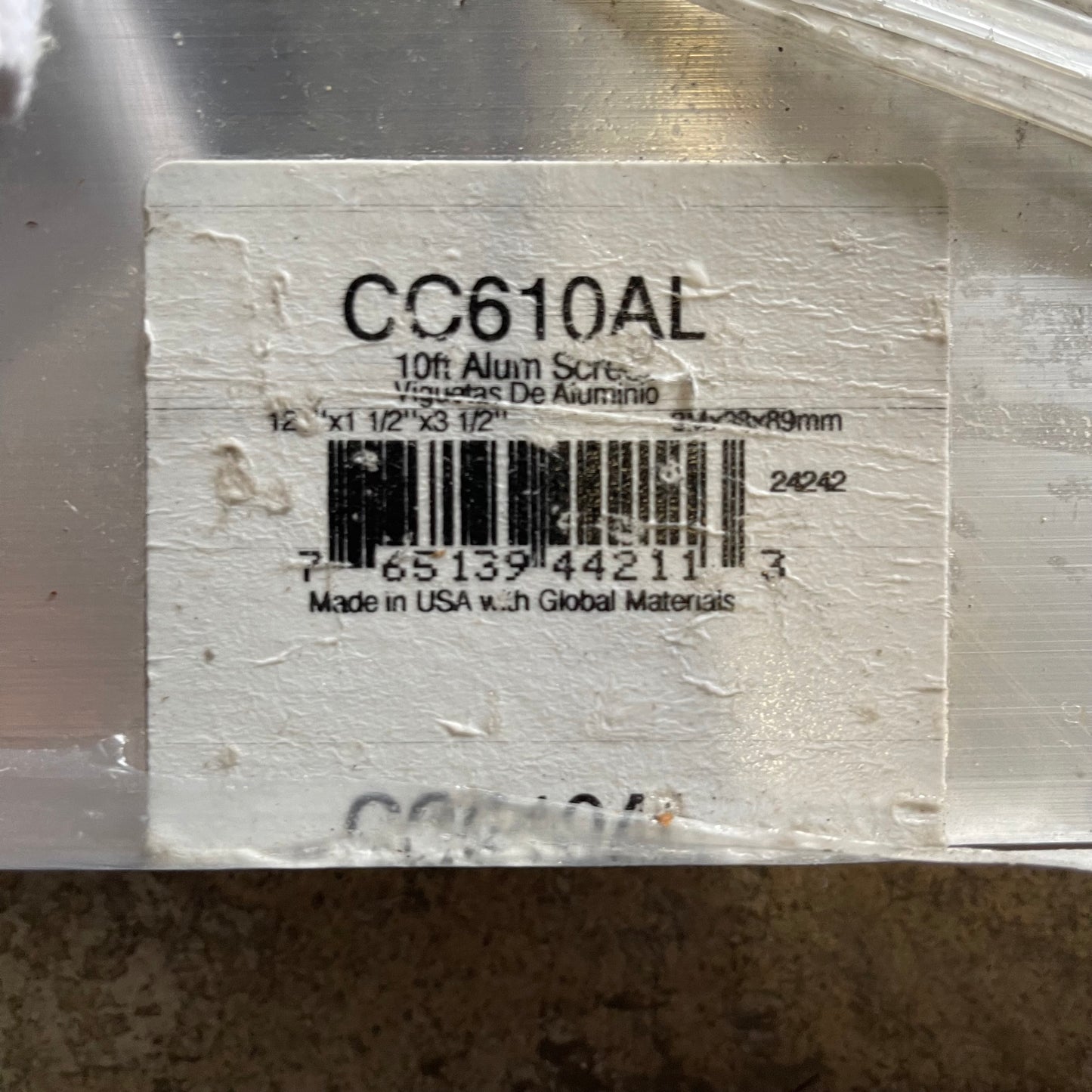 KRAFT TOOL CO. Striker Screed 120” x 1 1/2” x 3 1/2” ALUMINUM CC612AL