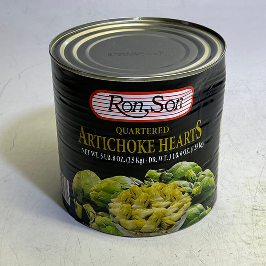 ZA@ RON SON Canned Quartered Artichoke Hearts 5lb - 15 Servings 6297 BB 03/28
