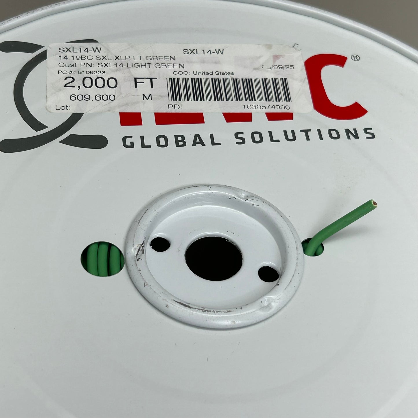 IEWC Stranded Bare Copper Primary Insulated Wire 2,000' (New Other-Slightly Damaged) Light Green SXL14-W