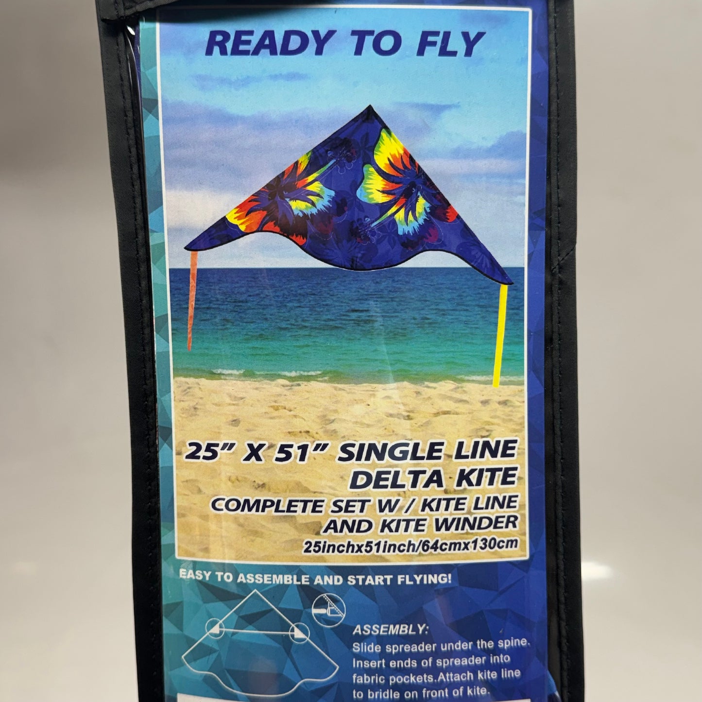SURFGEAR Single Line Tropical-Designed Delta Kite - Complete Set with Kite Line & Winder Sz 25" x 51" KIT2 DELTA KITE