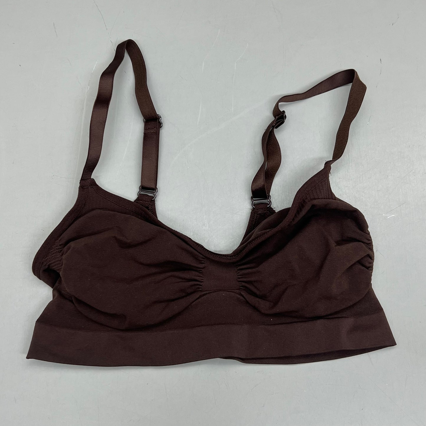 SKIMS Strong Support Seamless Sculpt Bralette Pique Stitching Women's Sz S Cocoa