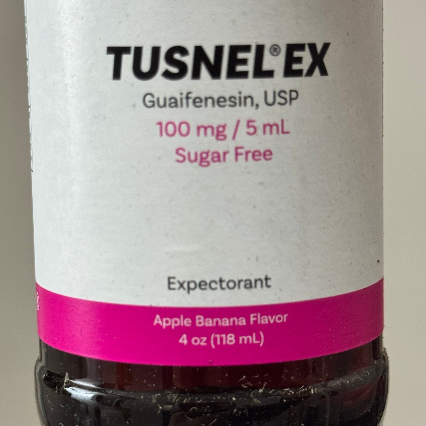 Tusnel EX Guaifenesin MUCUS Expectorant Syrup 4oz (2 bottles) Alcohol-Free, Sugar Free, Dye Free Apple Banana Flavor