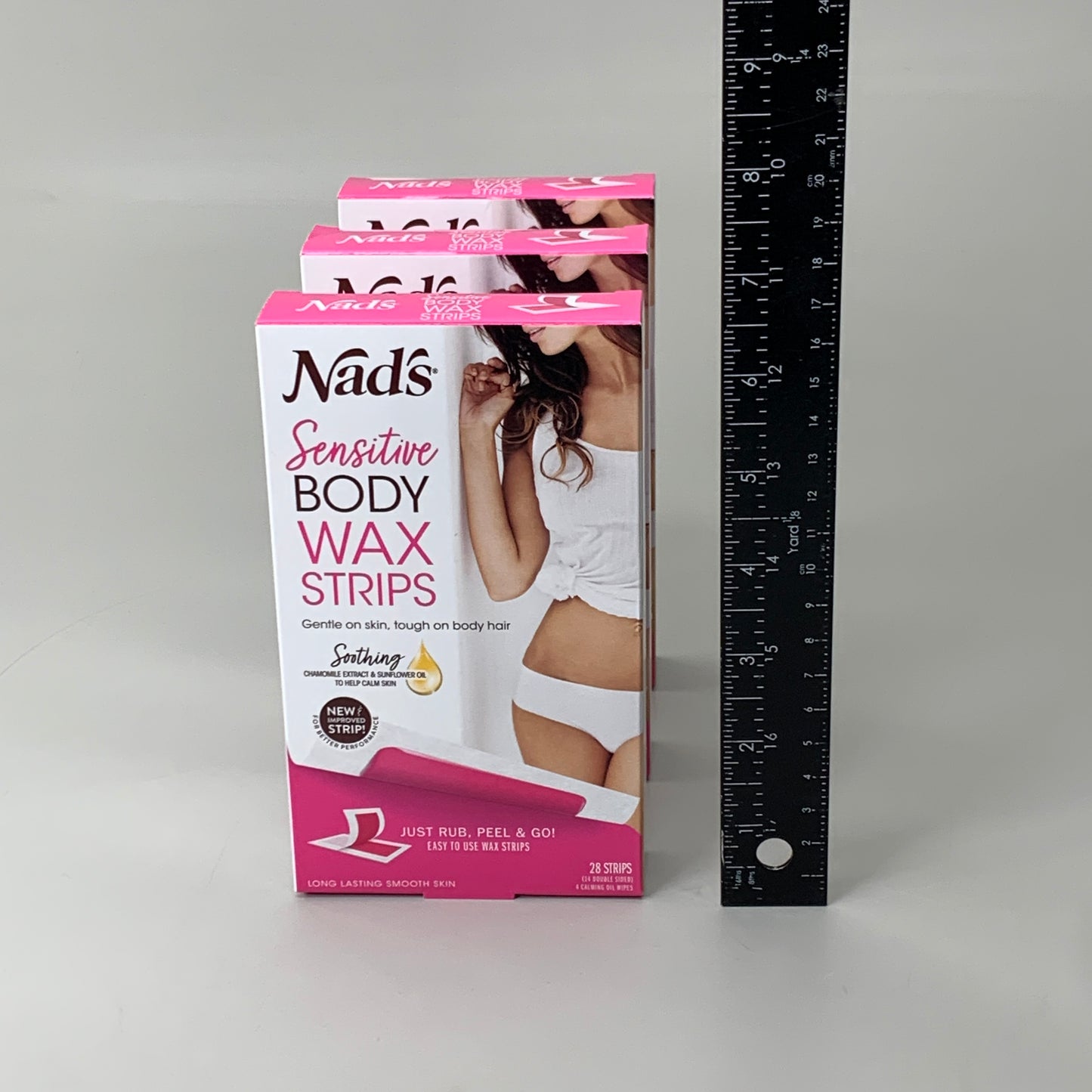 NADS 3 PK Sensitive Body Wax Strips Soothing Chamomile Extract and Sunflower Oil 4309EN06